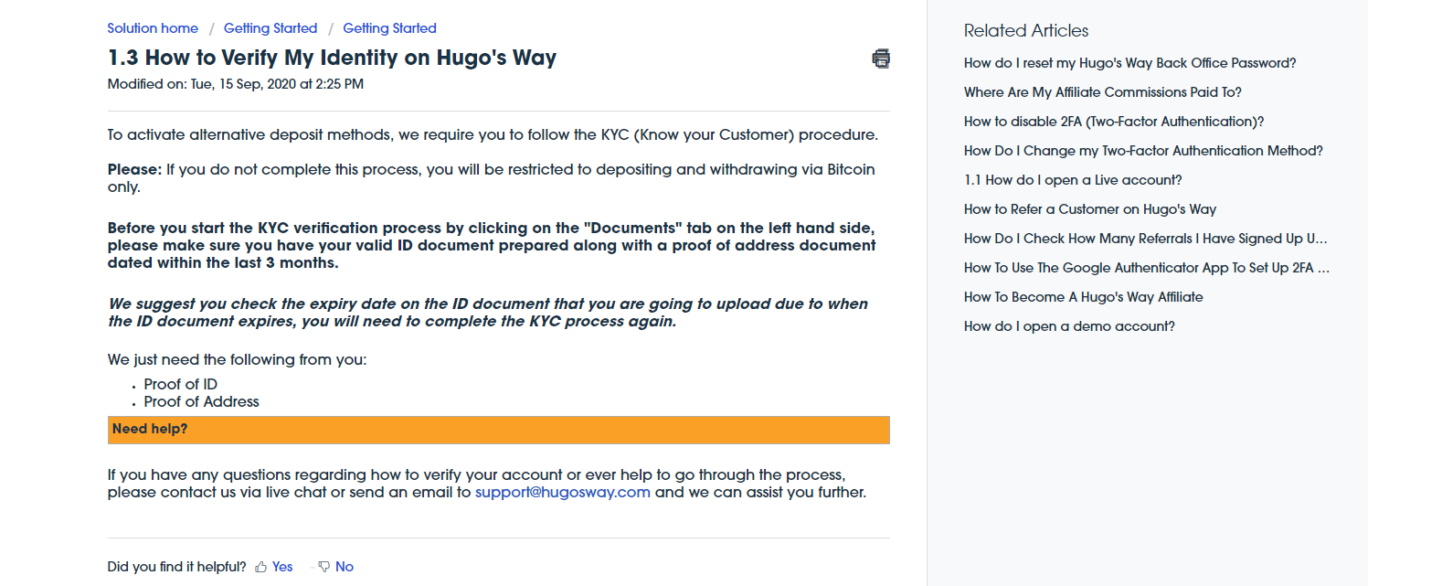 Hugo’s Way Review ID verification info Hugo’s Way Review ID verification info